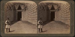 Massive doorway, "Treasury of Atreus" or "tomb of Agamemnon", Mykenae, Greece