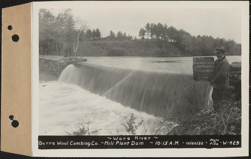 Ware River, Barre Wool Combing Co., mill plant dam, looking south