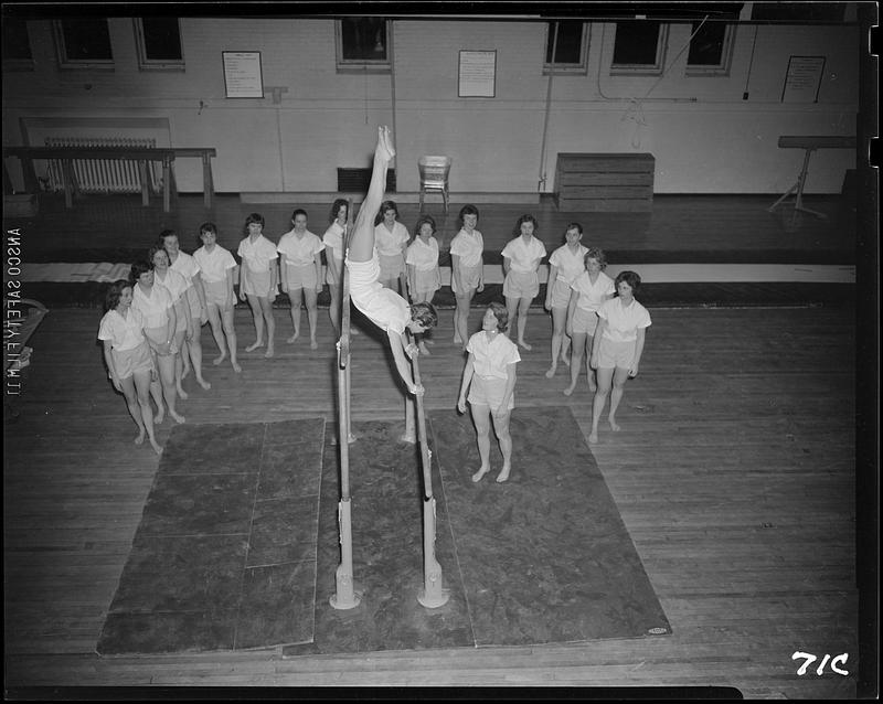 Gymnast on the uneven bars Digital Commonwealth
