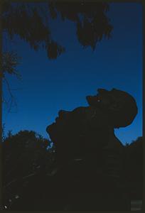 Silhouette of two heads from Cervantes Memorial, San Francisco