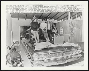 Miami, Fla. -- When gusty winds spawned by Hurricane Inez threatened to bombard his car with flying coconuts 10/2, Ken Myrick, a Miami-Dade Junior College student, drove his car into his living room. That, plus his motorbike left no place to sit, so he and his friends took position on top of the car, from where they kept an eye on Inez via television advisories.