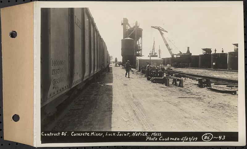 Contract No. 85, Manufacture and Delivery of Precast Concrete Steel Cylinder Pipe, Southborough, Framingham, Wayland, Natick, Weston, concrete mixer, Natick, Mass., May 29, 1939