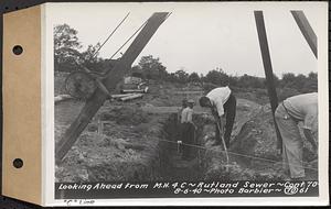 Contract No. 70, WPA Sewer Construction, Rutland, looking ahead from manhole 4C, Rutland Sewer, Rutland, Mass., Aug. 6, 1940