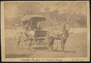 Hatty Parker and Mrs. Swazey in pony-drawn carriage