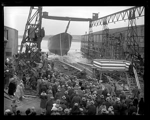 Ship being launched