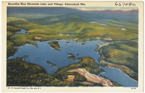 Beautiful Blue Mountain Lake and village, Adirondack Mts.