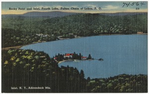 Rocky Point and inlet, Fourth Lake, Fulton Chain of Lakes, P.O. Inlet, N. Y., Adirondack Mts.