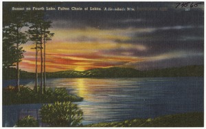 Sunset on Fourth Lake, Fulton Chain of Lakes, Adirondack Mts.