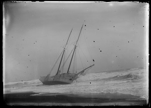 Boat ashore in storm? Schooner, south beach?