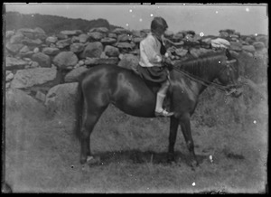 Young boy about 12 yrs on horseback