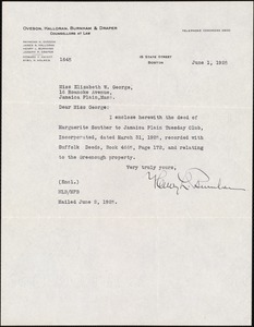 [Letter] 1925 June 1, Henry L. Burnham to Elizabeth W. George, Jamaica Plain