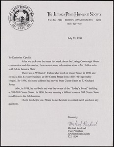 [Letter] 1999 July 29, Michael Reiskind to Katherine Cipolla