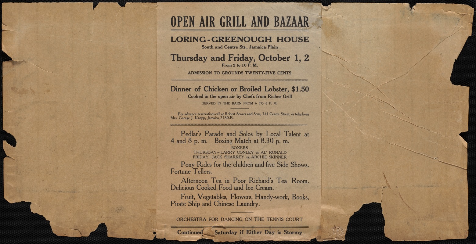 Open air grill and bazaar, Loring-Greenough House