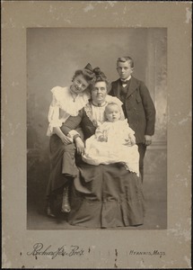 Nancy Ella Crocker Hamblin (1861-1944), seated with her children Bertha, Leonard, and Forest