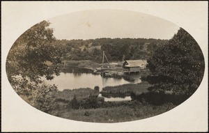 Boathouse and sailboat Sybil at Warren's Cove, built by Felix Winternitz, concertmaster of the Boston Symphony Orchestra