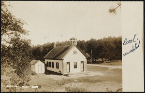 The one-room schoolhouse faced south on the road to West Barnstable with separate boys' and girls' entrances