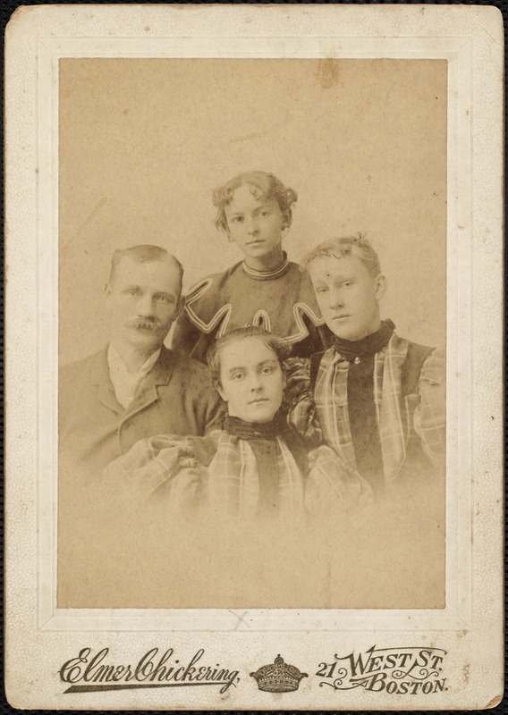 Fremont Crocker with his two nieces, Estelle and Minnie Mecarta, and his sister Josephine Maine Crocker