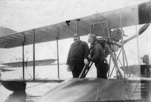 Benoist Type XIV flying boat airplane, with owner Dr. Higgins in Florida