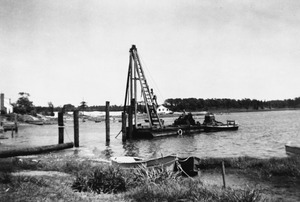 Building of town dock at Prince's Cove in 1957