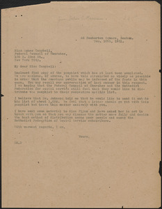 Selma C. Maximon typed letter (copy) to Agnes Campbell (Federal Council of Churches), Boston, Mass., December 10, 1921