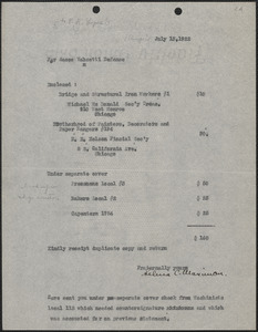 Selma C. Maximon typed letter (copy) to [Frank R. Lopez?, Chicago, Ill.], July 13, 1922