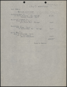 Selma C. Maximon typed letter (copy) to [Frank R. Lopez, Chicago, Ill.], August 9, 1922