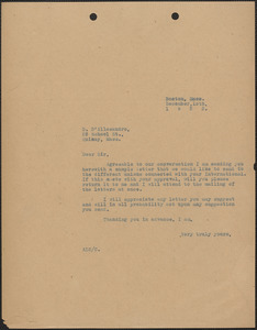 A. L. Carpenter typed letter (copy) to D. D'Alessandro (International Hod Carriers', Building and Common Laborers' Union of America), Boston, Mass., December 10, 1923