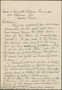 Sarah and Julia Metcalf autograph letter signed to Sacco-Vanzetti Defense Committee, Los Angeles, Calif., August 23, 1927