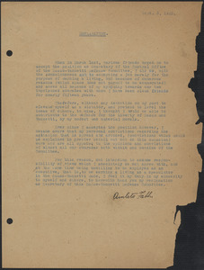 Amleto Fabbri typed document, [Boston, Mass.], September 3, 1925