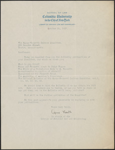Agnes Thornton typed letter signed to Sacco-Vanzetti Defense Committee, New York, N. Y., October 20, 1927