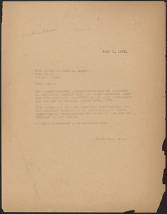 [Aldino Felicani] typed letter (copy) to James M. Curley, Boston, Mass., July 1, 1931