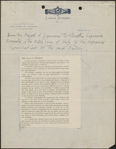 Giovanni Di Silvestro printed document to the Supreme Convention of the Sons of Italy, Philadelphia, Pa., [January 1924?]: Per Sacco e Vanzetti