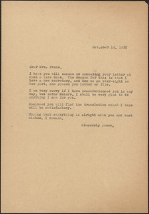 [Aldino Felicani] typed letter (copy) to [Elizabeth Glendower] Evans, [Boston, Mass.], October 15, 1932
