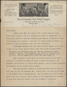 Sacco-Vanzetti New Trial League typed letter (circular), Boston, Mass., [June 1924?]