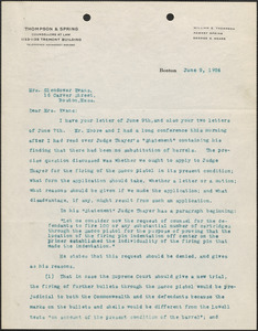 William G. Thompson typed letter signed to [Elizabeth] Glendower Evans, Boston, Mass., June 9, 1924