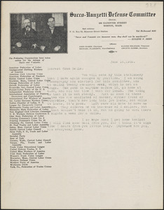 Typed letter to "Dearest Chum Belle", Boston, Mass., June 18, 1926