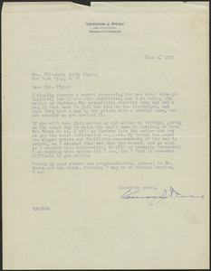 Vernon J. Rose typed letter signed to Elizabeth Gurley Flynn, Kansas City, Mo., June 4, 1921