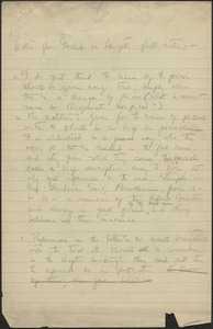 Autograph document, [Boston, Mass., 1920-1927?]: Notes for Gardner on Vanzetti; Footnotes