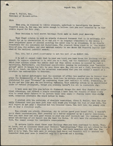 Walter W. Liggett typed letter (copy) to Alvan T. Fuller, Provincetown, Mass., August 4, 1927