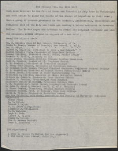William E. Mickell et al typed letter (copy) to [Alvan T.] Fuller, Philadelphia, Pa., May 18, 1927