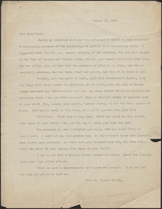 Edna St. Vincent Millay typed letter (copy) to [Alvan T. Fuller], Boston, Mass., August 22, 1927