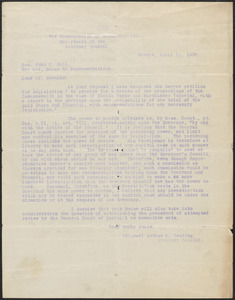 Arthur K. Reading typed letter (copy) to John C. Hull, Boston, Mass., April 11, 1927