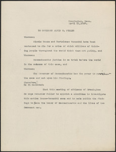 Typed resolution (copy) to Alvan T. Fuller, [Framingham, Mass.], April 21, 1927