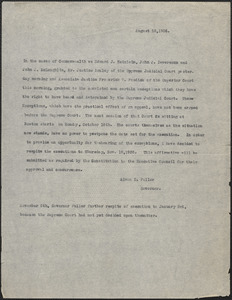 Alvan T. Fuller typed document (copy), Boston, Mass., August 12, 1926