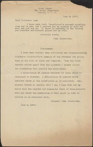 John Galsworthy typed letter (copy) to Professor Dana, London, England, June 9, 1927