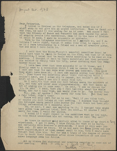 Dorothy [Harry?] typed letter signed to Catherine [Huntington?], August 20, 1928