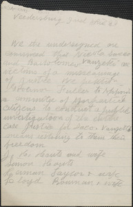 Simon Houts autograph petition, Veedersburg, Ind., [April 22?, 1927]