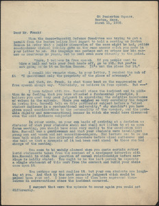 [Creighton J. Hill?] typed letter (copy) to Mr. Frank, Boston, Mass., March 11, 1928