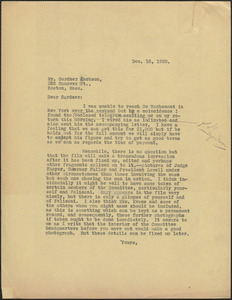 [Creighton J. Hill] typed letter (copy) Gardner Jackson, [Boston, Mass.], December 16, 1929