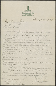 John J. Jansen autograph letter signed to Gardner Jackson, Rockport, Mass., August 25, 1927